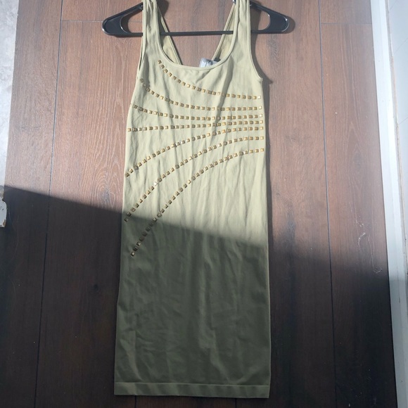 Bebe Olive green stretchy nylon dress - Picture 1 of 3